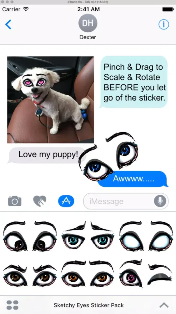 Screenshot di Sketchy Eyes add Expression to Texts Faces and Pix