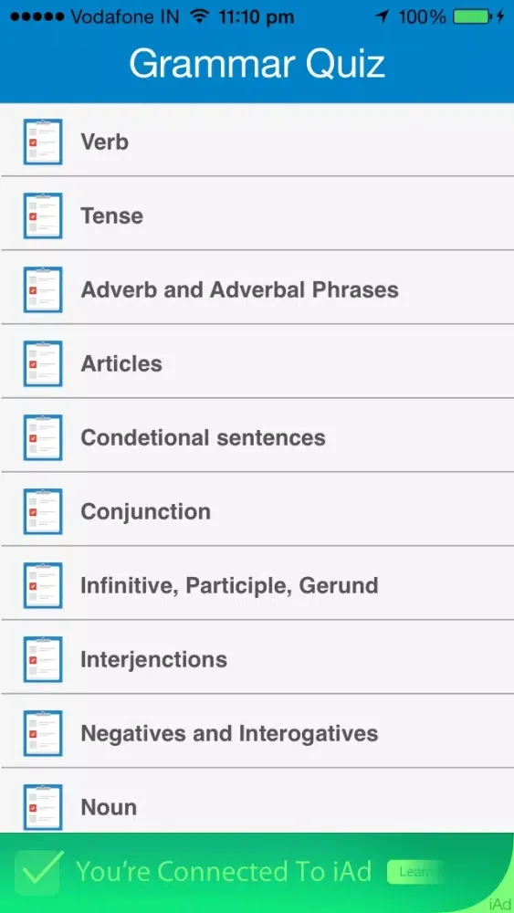 Captures d'écran de Grammar Quiz Lite