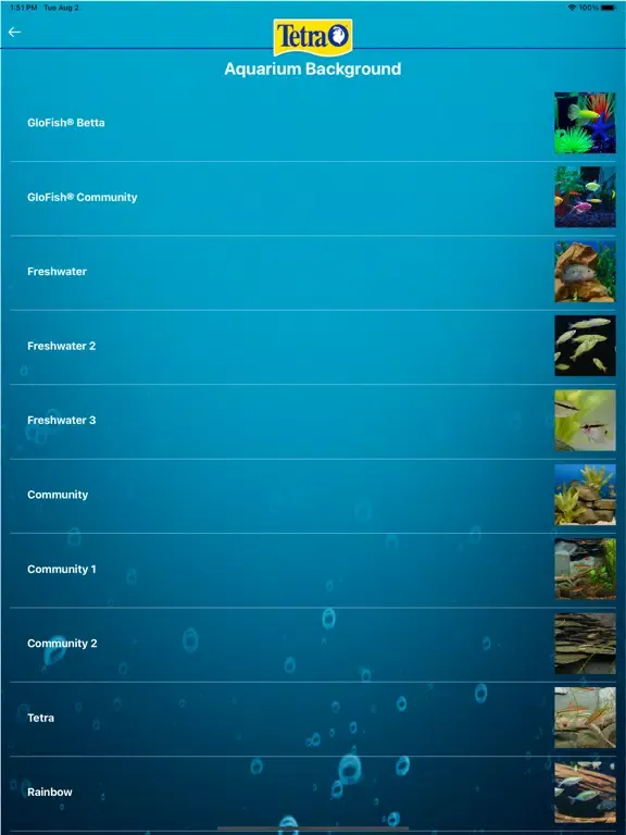 Tangkapan layar Tetra My Aquarium Connected iPad 
