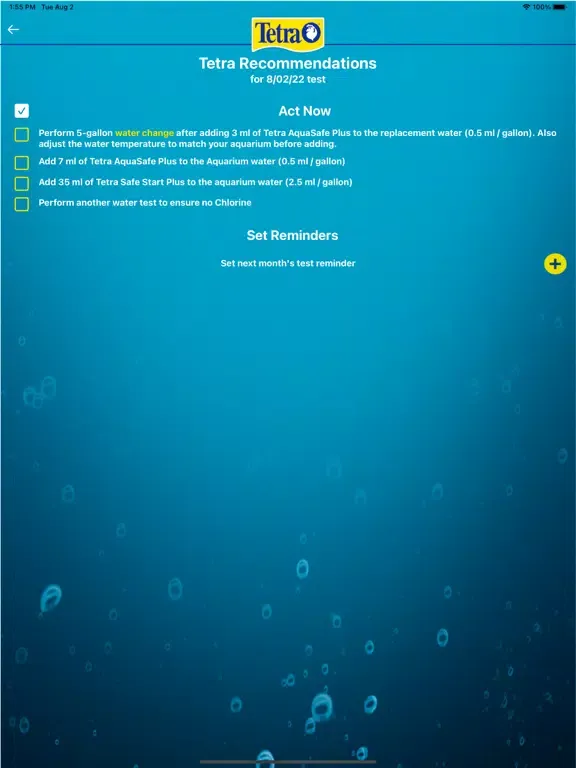 Tangkapan layar Tetra My Aquarium Connected iPad 