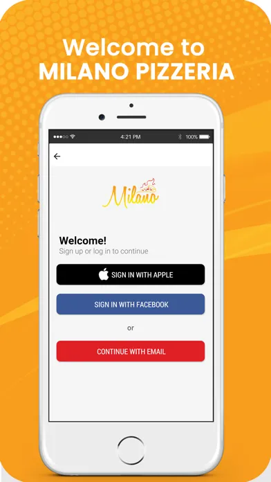 Milano Pizzeria App Screenshots