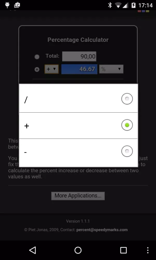 Capturas de tela do Percentage Lite