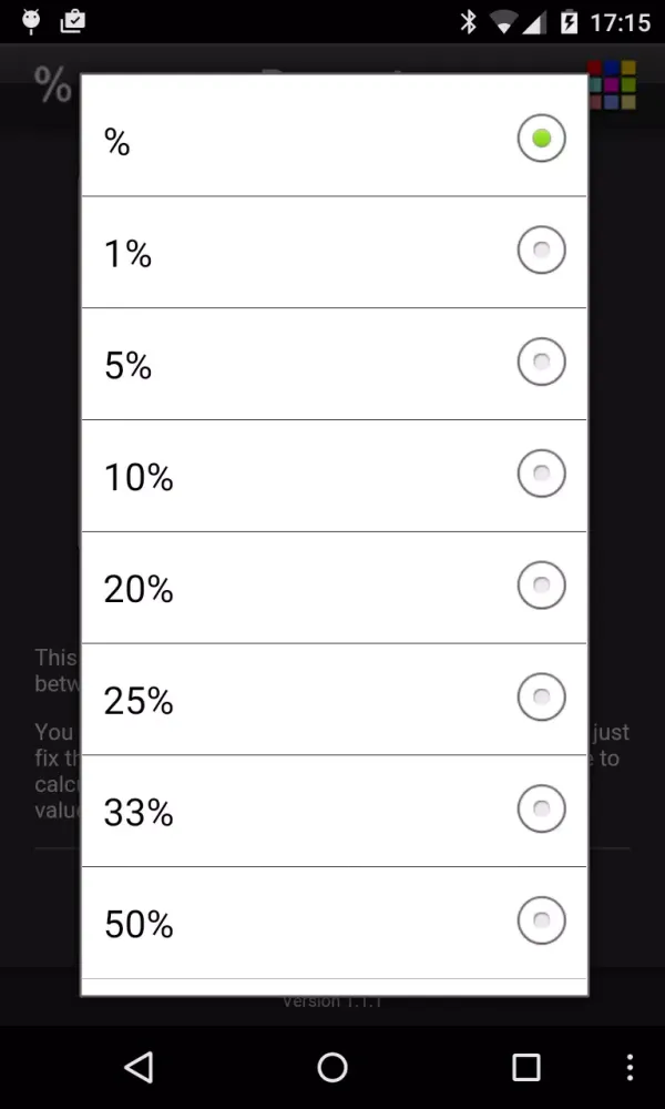 Capturas de tela do Percentage Lite