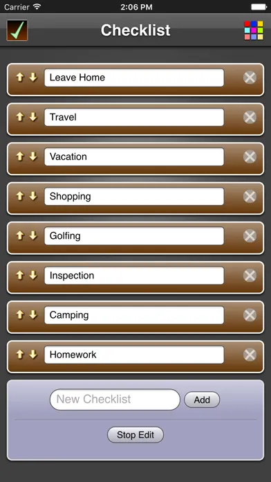 Capturas de tela do Checklists App