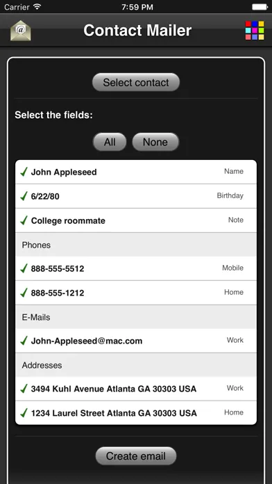 Screenshot di Contact Mailer