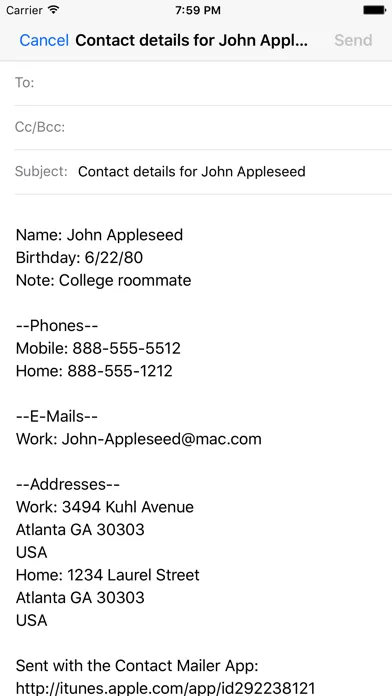 Screenshot di Contact Mailer