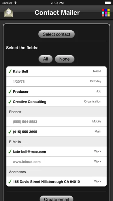 Screenshot di Contact Mailer