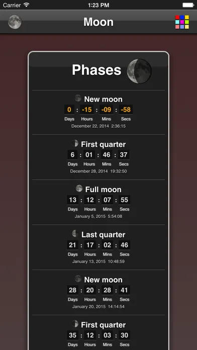 Ảnh chụp màn hình của Moon Phases