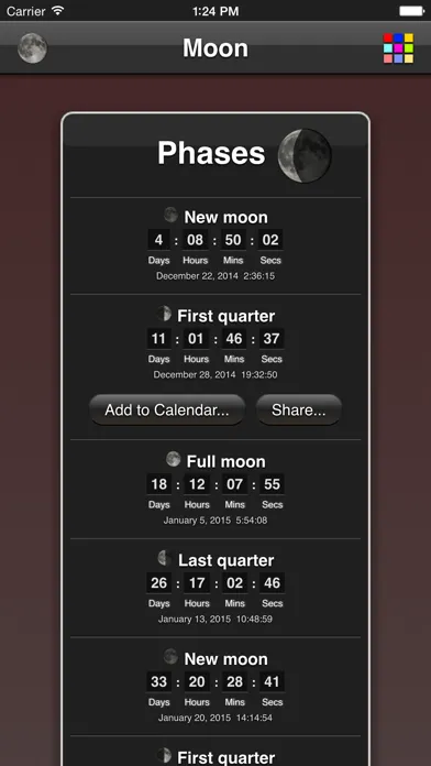 Ảnh chụp màn hình của Moon Phases