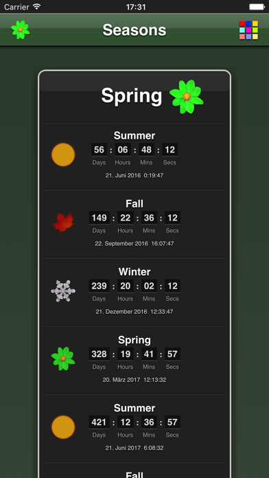 Seasons App Screenshots