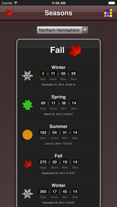 Seasons App Screenshots