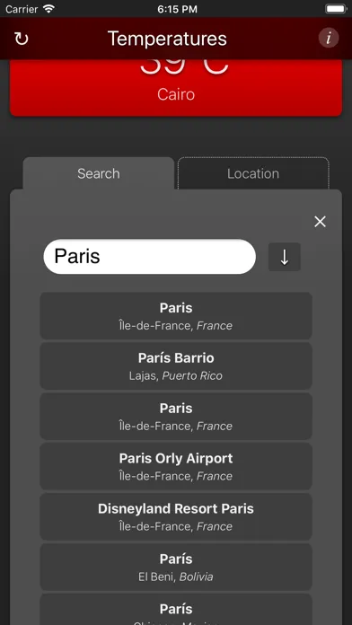 Temperatures App Screenshots