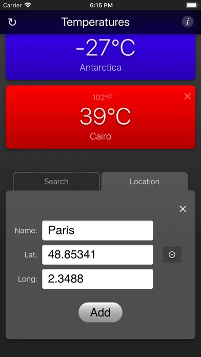 Temperatures App Screenshots