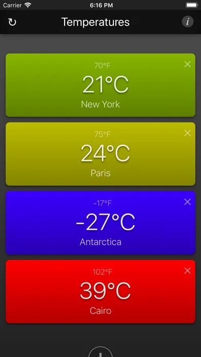 Temperatures App Screenshots