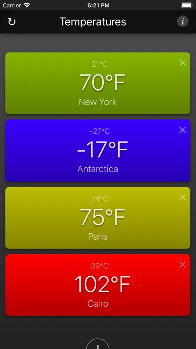 Temperatures App Screenshots