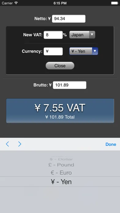 Captures d'écran de VAT Calculator