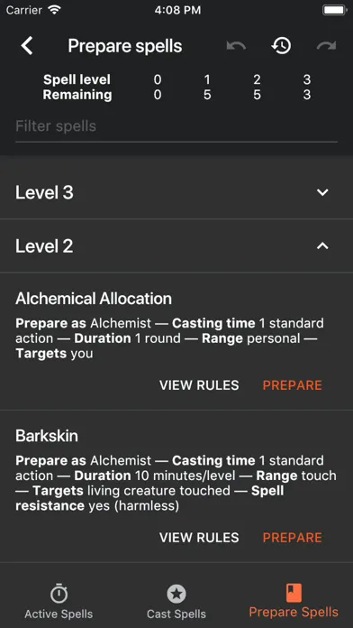 Spell Tracker (Pathfinder 1e) स्क्रीनशॉट