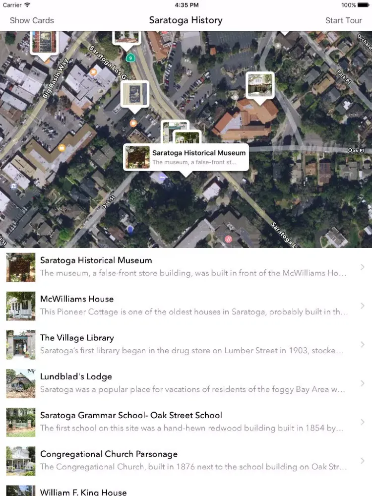 Ảnh chụp màn hình của The City of Saratoga History App iPad 