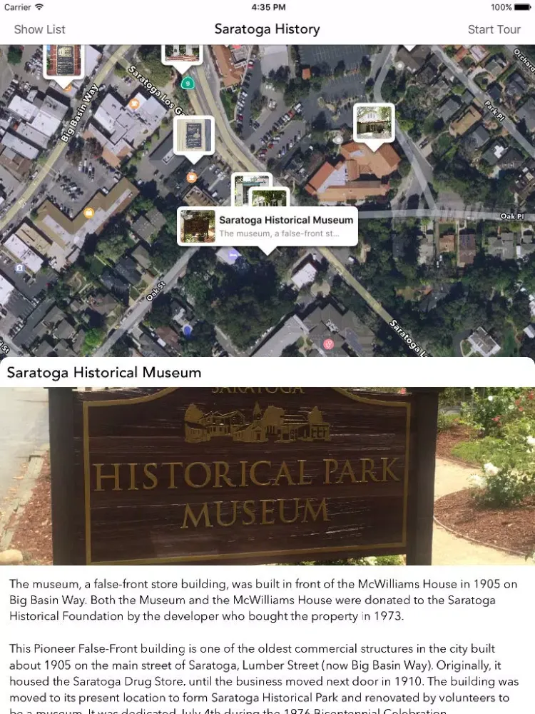 Ảnh chụp màn hình của The City of Saratoga History App iPad 