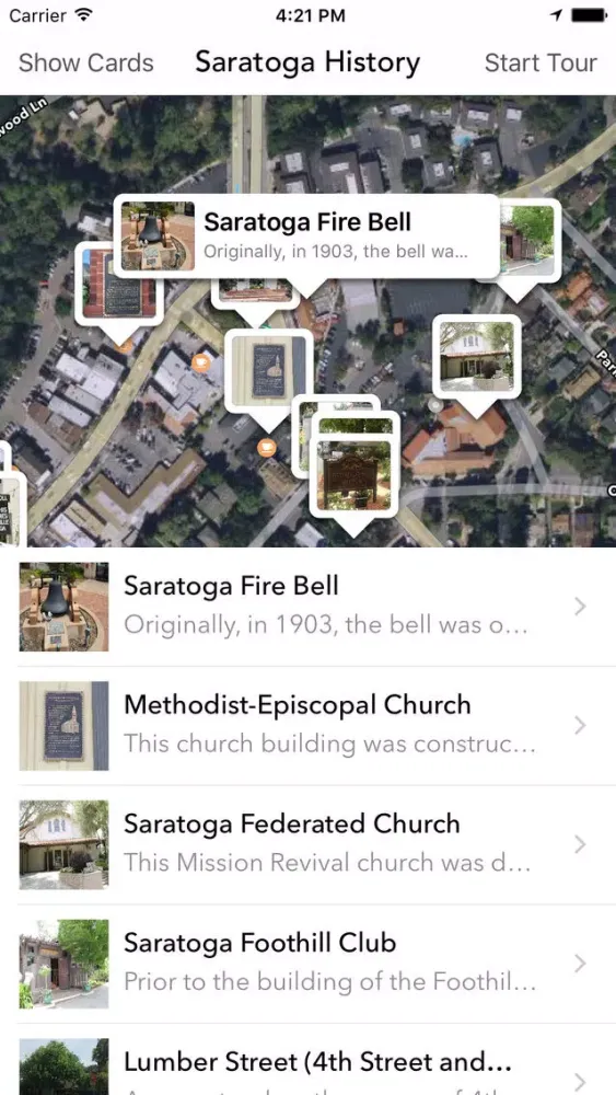 Ảnh chụp màn hình của The City of Saratoga History App