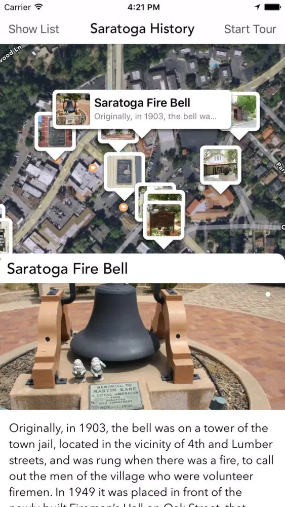 Ảnh chụp màn hình của The City of Saratoga History App