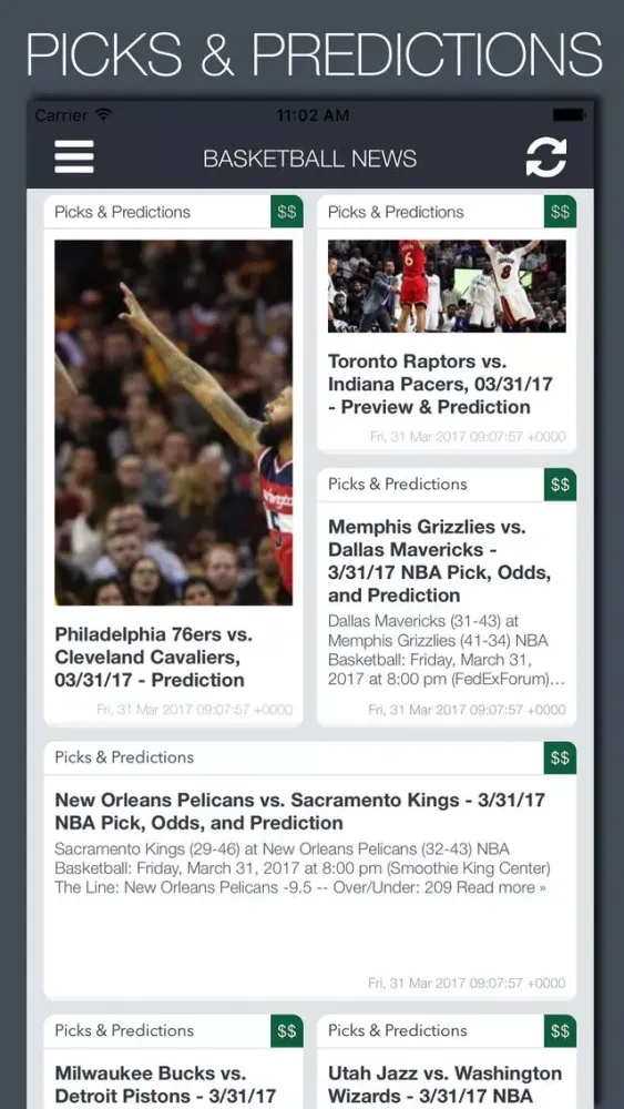 Live Basketball News & Predictions Screenshots