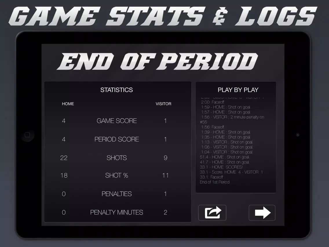 Hockey Scoreboard - Universal Hockey Scorekeeping iPad 應用截圖