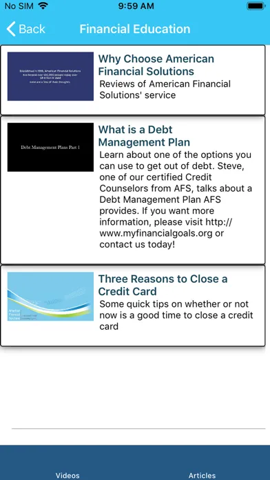 Capturas de tela do American Financial Solutions