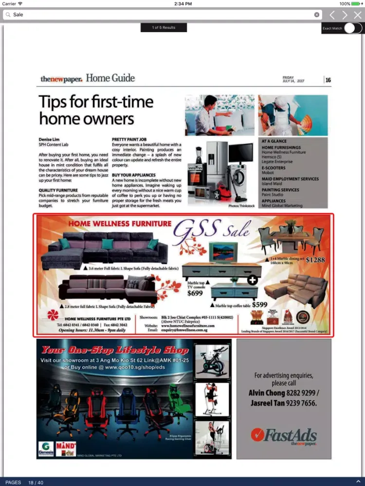 Captures d'écran de The New Paper iPad 