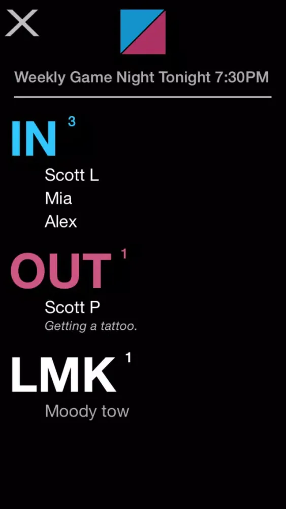 Zrzuty ekranu LMK App – an easy & fun way to invite friends out for any event