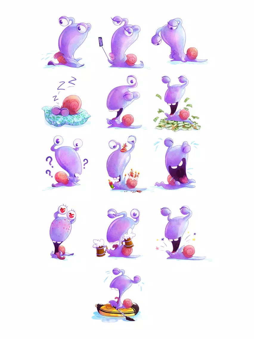 Captures d'écran de Cute Snail Joe Sticker Pack iPad 