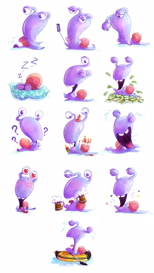 Captures d'écran de Cute Snail Joe Sticker Pack