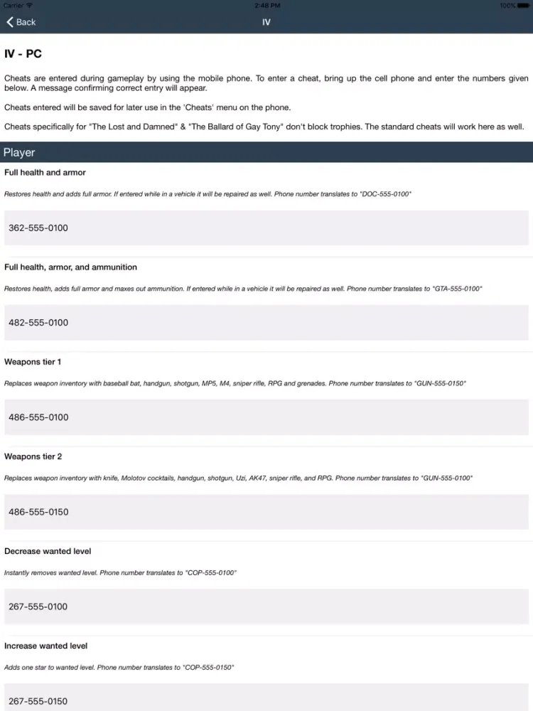 تصاویر Cheat codes for GTA 5 iPad 
