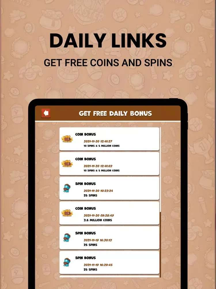 Spin Link : Daily coins master iPad  स्क्रीनशॉट