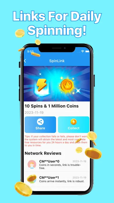 Zrzuty ekranu Spin Link - Daily CM Spins