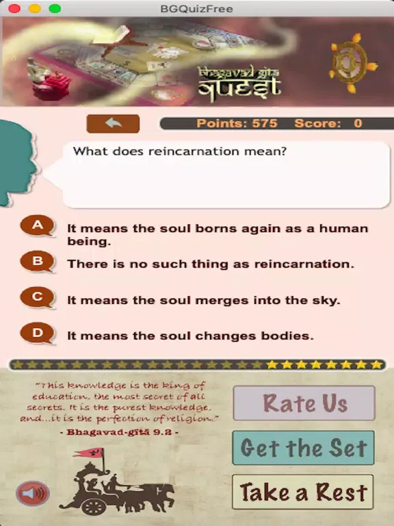 Bhagavad-Gita Quiz App iPad  Screenshots