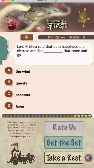 Bhagavad-Gita Quiz App Screenshots