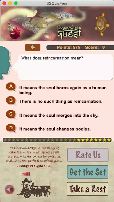 Bhagavad-Gita Quiz App Screenshots