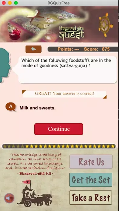 Bhagavad-Gita Quiz App Screenshots