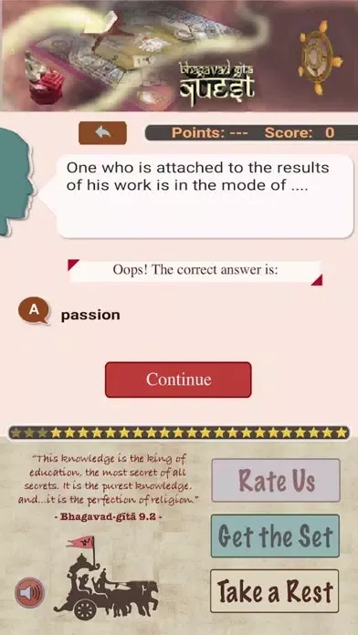 Bhagavad-Gita Quiz App Screenshots