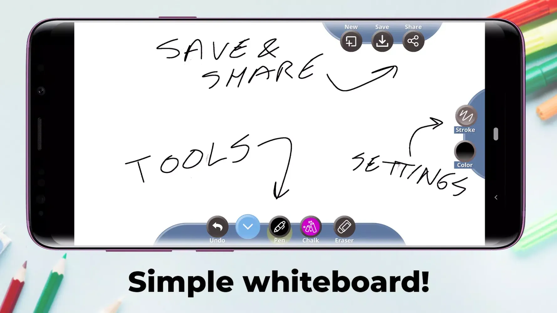 Tangkapan layar White Board App - Chalkboard