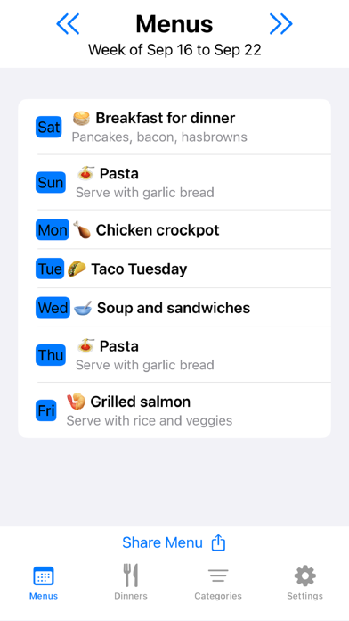 ภาพหน้าจอของ Weekly Dinner Planner