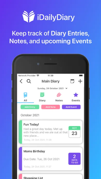 ภาพหน้าจอของ iDailyDiary - Diary & Notes