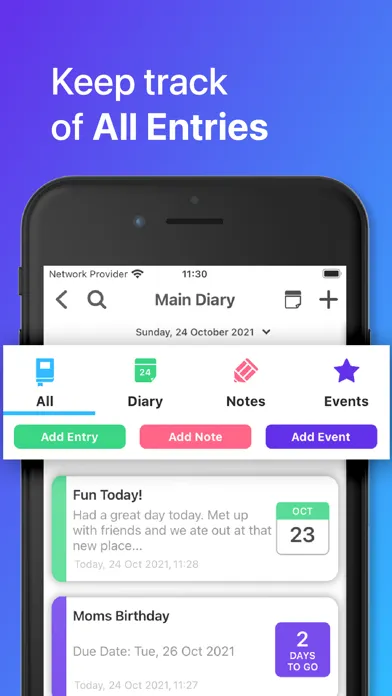 ภาพหน้าจอของ iDailyDiary - Diary & Notes