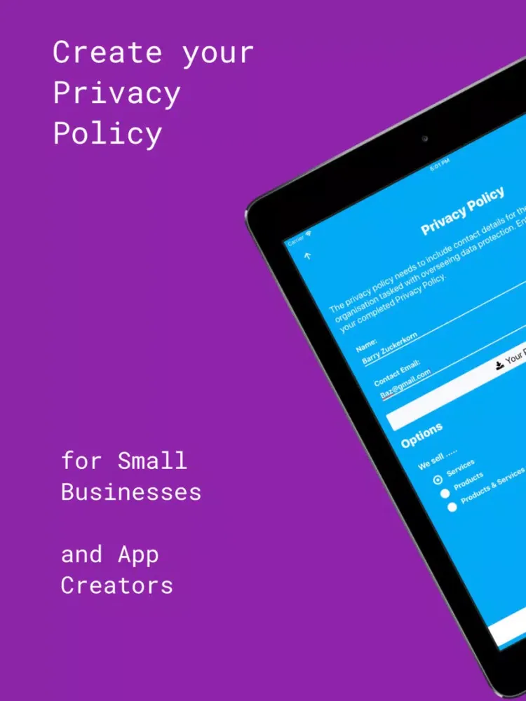 Скриншоты Privacy Policy Generator iPad 