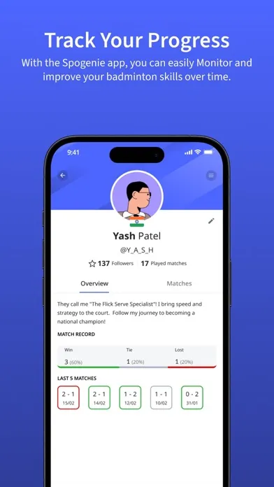 Spogenie-Badminton Scoring App سکرین شاٹس