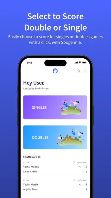 Spogenie-Badminton Scoring App سکرین شاٹس