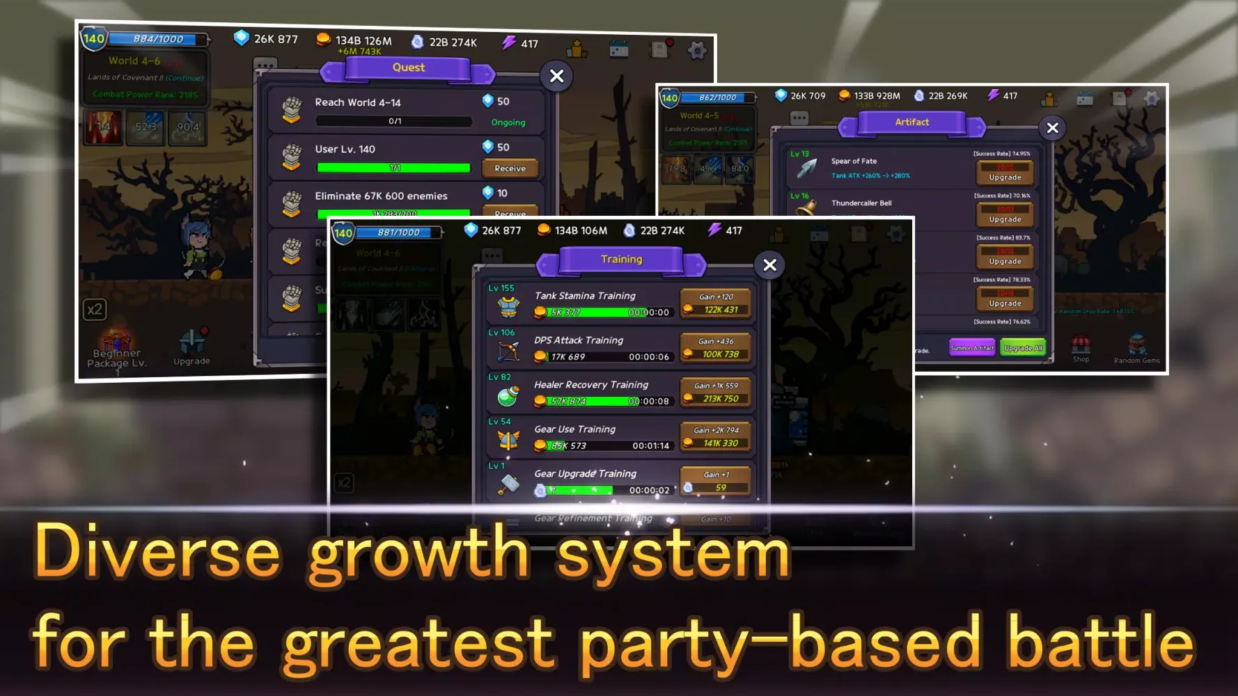 Tangkapan layar Idle Tank, DPS, and Healer