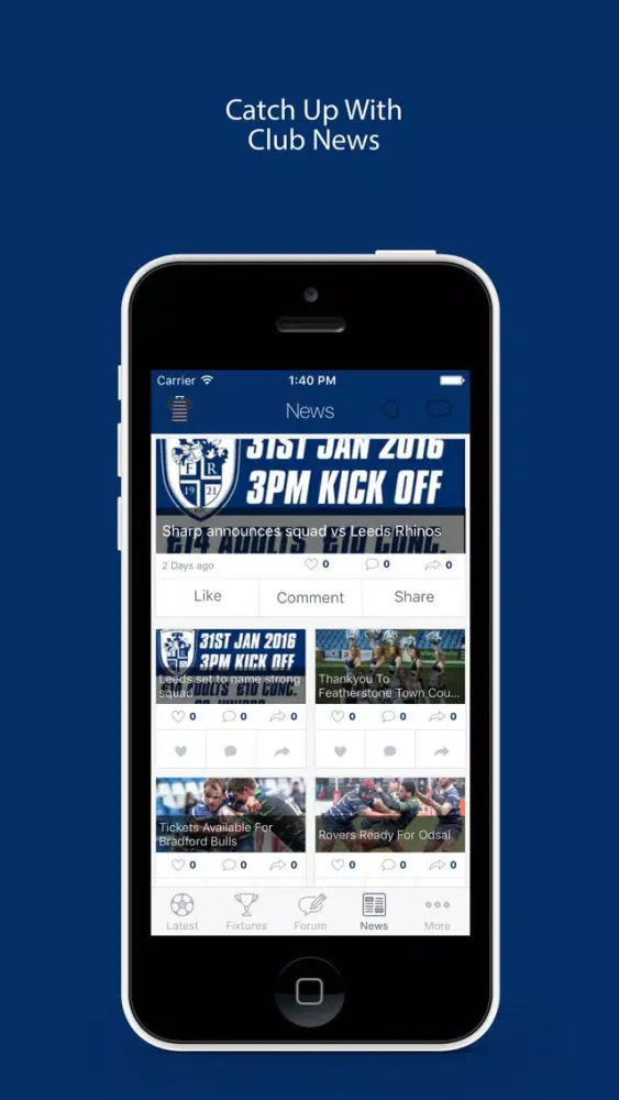 Fan App for Featherstone Rovers Ekran Görüntüleri