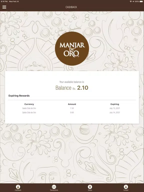 Tangkapan skrin Manjar de Oro iPad 